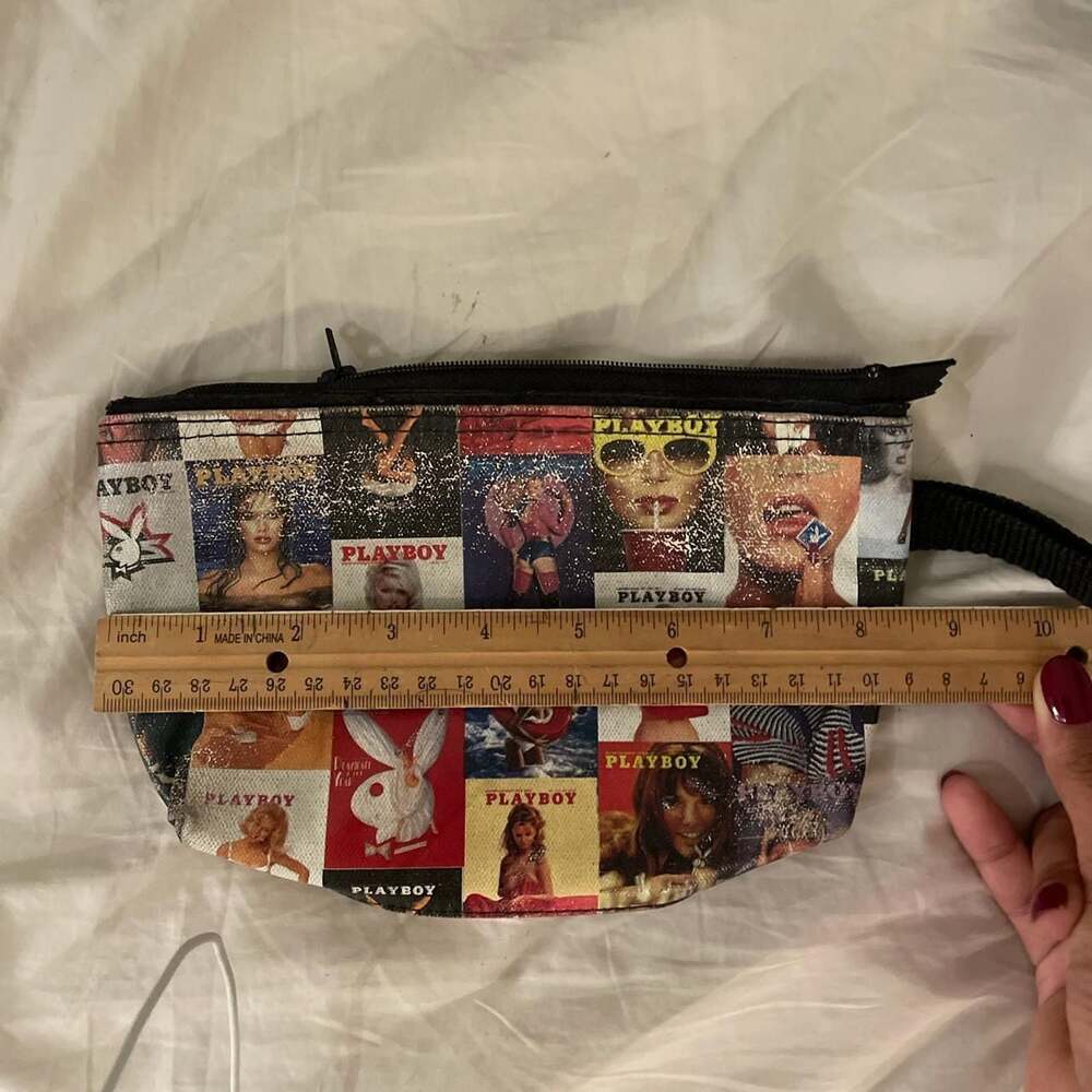 Playboy Vintage Magazine Cover Collage Glitter Clutch Pouch